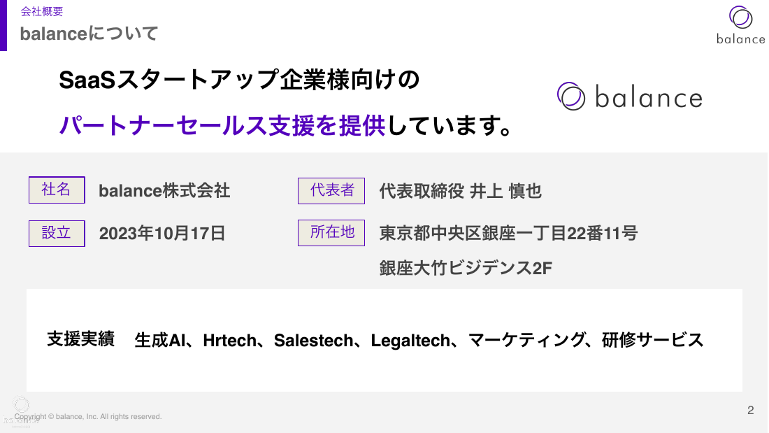 balance株式会社 会社概要